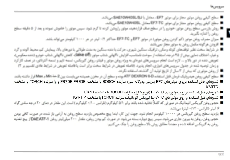 شمعهای توصیه شده برای خودروی دنا و دنا پلاس توسط ایران خودرو