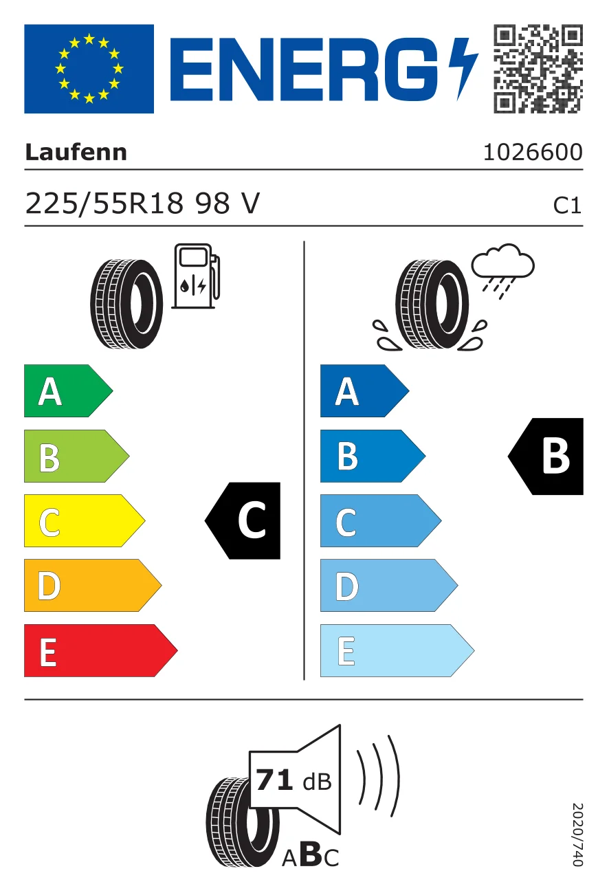 لیبل اتحادیه اروپا لاستیک لوفن 225/55/18 گل S FIT AS LH01