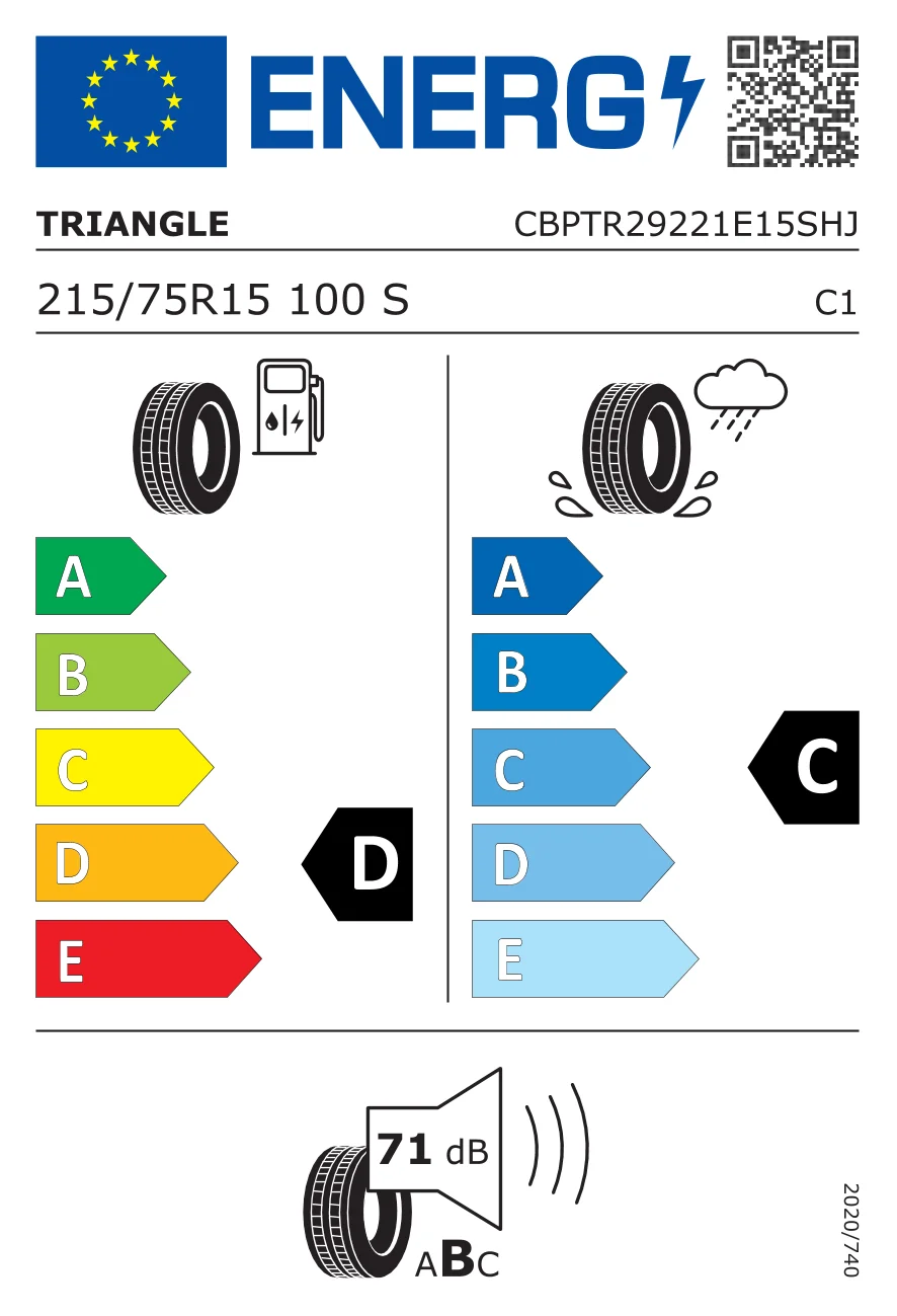 لیبل اتحادیه اروپا لاستیک تراینگل 215/75/15 گل TR292